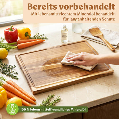EDELHAUS Schneidebrett Set Akazienholz 3-teilig mit Saftrille
