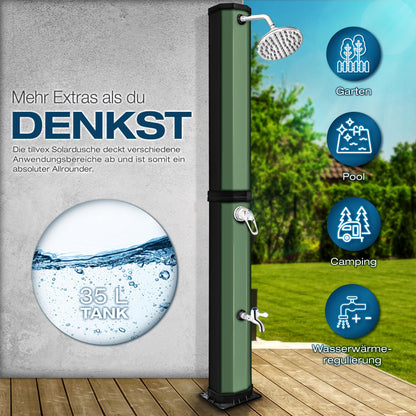 tillvex Solardusche 35 Liter mit Abdeckung und Fussdusche
