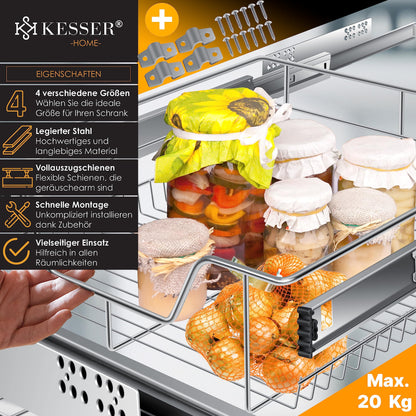 KESSER® Teleskopschublade Vollauszug – 4er Set 60 cm