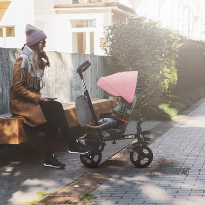 KIDIZ 6in1 Kinderdreirad mit Schubstange – Rosa, Klappbar