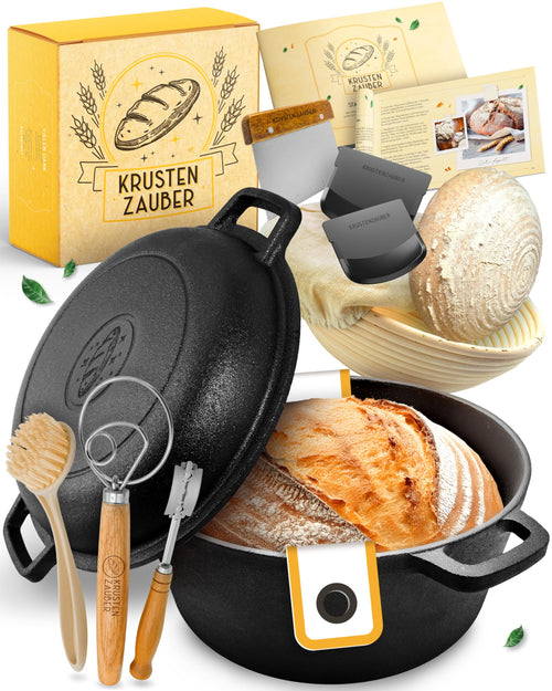 KRUSTENZAUBER Gusseisen Topf für Brotback-Set mit Deckel XXL