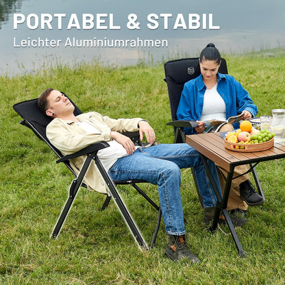TIMBER RIDGE Campingstuhl Faltbar Alu Hohe Lehne Schwarz