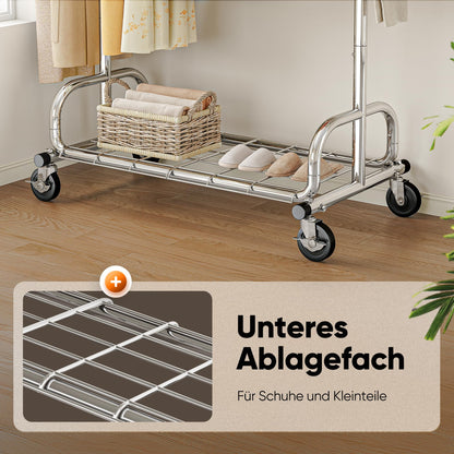 HOKEEPER Kleiderständer auf Rollen, Schwerlast, 136 kg Tragkraft