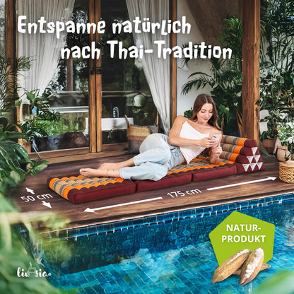 Livasia Thaikissen Dreieckskissen Klappmatratze - Orange 175cm