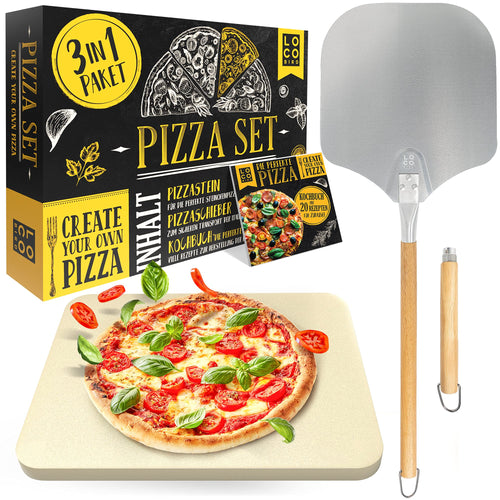 Loco Bird Pizzastein Set für Backofen & Gasgrill mit Pizzaschieber