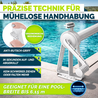tillvex Pool Aufroller Premium für Solarplane, ausziehbar bis 6,15 m