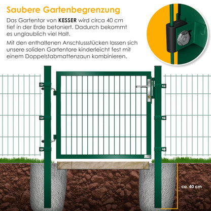 KESSER® Premium Gartentor Stabmattenzaun verzinkt – 140x106cm Grün