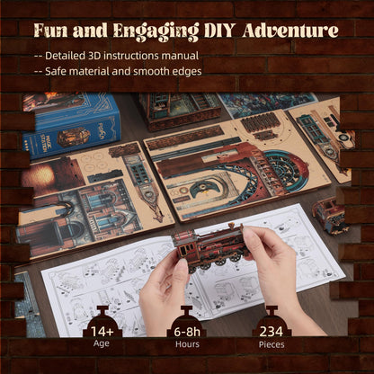 FUNPOLA Magische Station LED 3D Holzpuzzle Book Nook Kit