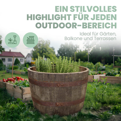 Temesso Halbes Whiskyfass aus Eiche, schottisch, natur unbehandelt