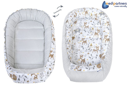 Medi Partners Babynest Set 5-teilig – Reh mit Grauem Minky