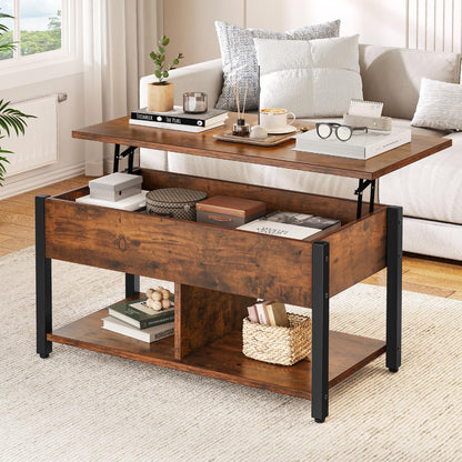 YITAHOME Couchtisch anhebbar höhenverstellbar – Vintage-Braun