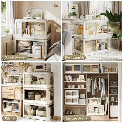 NETEL Faltbare Stapelbox mit Rollen – 4er-Set 100L Transparent