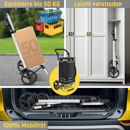 KESSER® Einkaufstrolley Faltbar 3in1 Treppensteiger – Schwarz