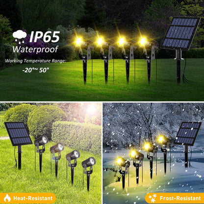 T-SUN Solar Gartenstrahler 4er-Set, LED Solarleuchte warmweiss IP65