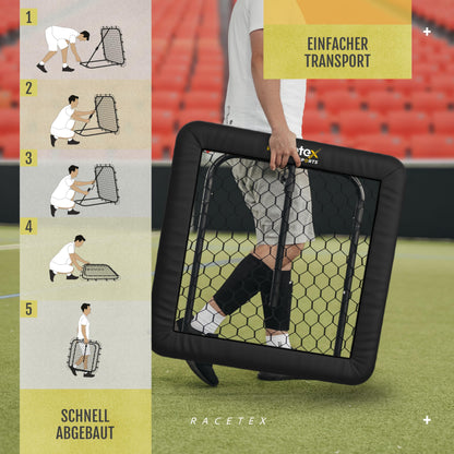 Racetex Fussball Rebounder 100x100 cm mit Cover Schwarz
