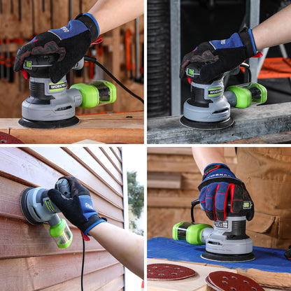WORKPRO Exzenterschleifer 125 mm, 300 W, 7000–13000 OPM mit Absaugung