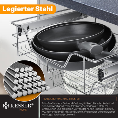 KESSER® Teleskopschublade Vollauszug – 4er Set 60 cm