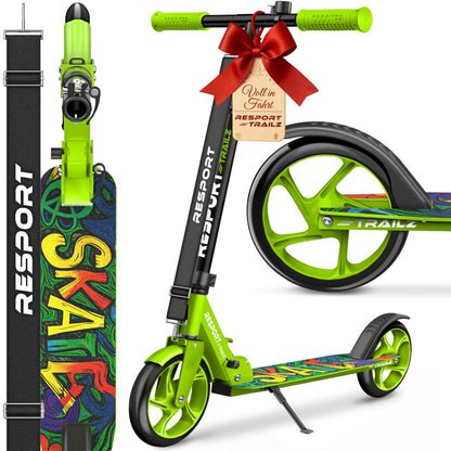 RE:SPORT Cityroller, klappbarer Tretroller für Kinder & Erwachsene mit breitem rutschfestem Deck und grossen PU-Rollen
