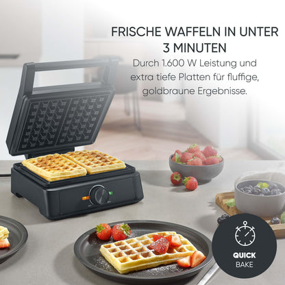 SEVERIN WA 2130 Waffeleisen für belgische Waffeln, schwarz/Edelstahl