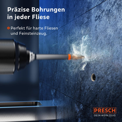 PRESCH Fliesenbohrer Set 3tlg. 6/8/10 mm für Feinsteinzeug und Glas