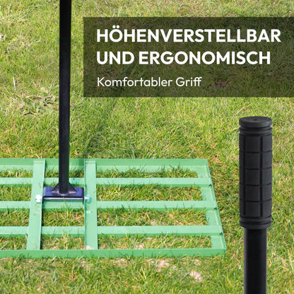 NovaTerra Rasenrakel 75x35 cm – Rasenplanierrechen mit 2 m Stiel