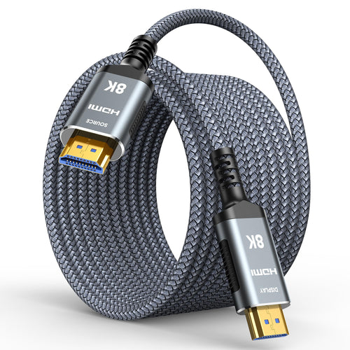 Highwings 8K HDMI 2.1 Kabel 20m Glasfaser 48Gbps 4K@120Hz mit Nylongeflecht und vergoldeten Steckern