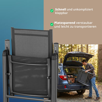KHG Gartenstuhl Hochlehner Alu Klappstuhl, 8-fach verstellbar, grau