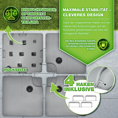 tillvex® Sonnenschirmständer 90L/120kg für Ampelschirm 4-teilig