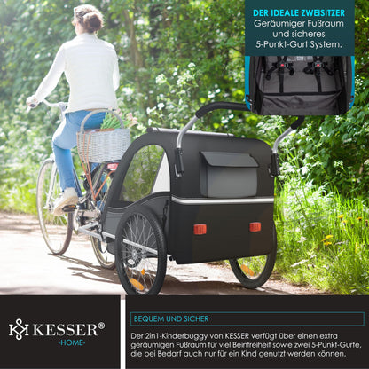KESSER Sport-RX 2in1 Kinderfahrradanhänger Jogger Buggy 1-2 Kinder