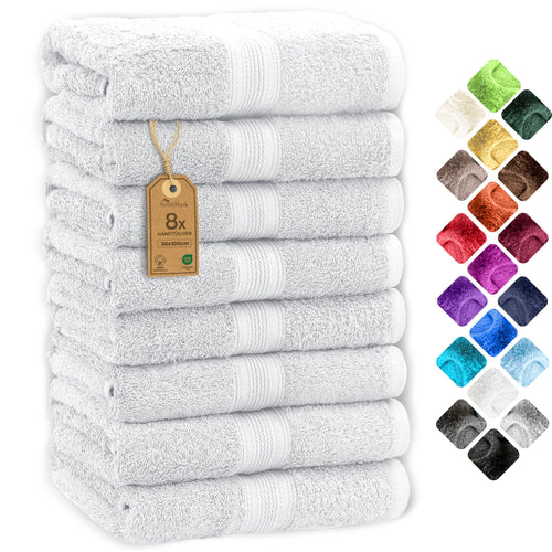 NatureMark Handtücher Set 8-teilig – 100% Baumwolle, 50×100 cm, Weiss