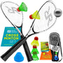 Rush Racket RS3 Speed Badminton Set 5-teilig mit Tragetasche, zwei Aluminiumschläger und Federbälle