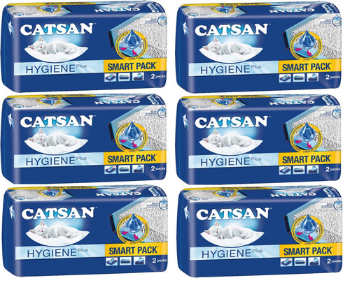 Catsan Smart Pack Katzenstreu Einlagen, nicht klumpend, 48L – Einlagenpaket mit Trockenvlies und Hygieneband