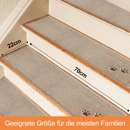 BEQHAUSE Stufenmatten rutschfest – 15 Stück 22x70cm Beige