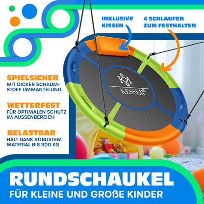 KESSER Nestschaukel Ø 120 cm, bis 300 kg, mit Kissen, bunt