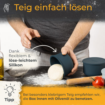 Teigbar Pizzaballenbox Gärbox – Silikon 6er Set Schwarz/Grau