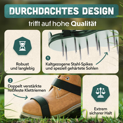 RASENKÖNIG Nagelschuhe Pro – Rasenlüfter Schuhe zur Rasenbelüftung