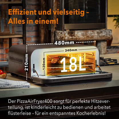 BAUMFELD PizzaAirfryer400 Multifunktionsofen 400°C - Schwarz