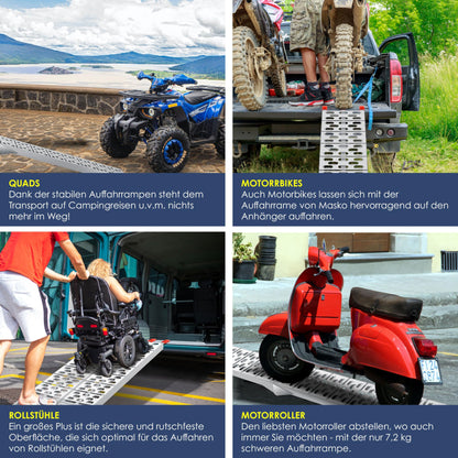 MASKO Auffahrrampe faltbar Alu 680kg Paar – Silber