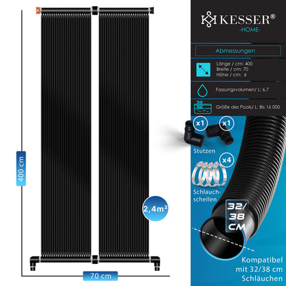 KESSER Solarkollektor Poolheizung 400x70 cm für Pools bis 16.000 l