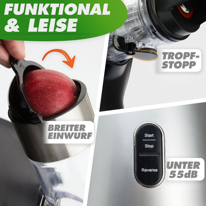 GREEN-PRESS Edelstahl Slow Juicer Entsafter - Testsieger 2023