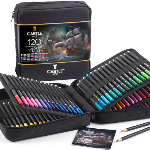 Castle Art Supplies Buntstifte Set, 120 Stifte im Reissverschlussetui