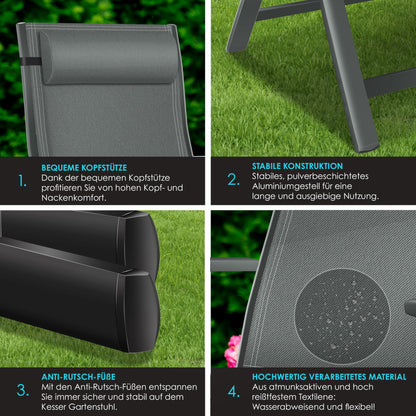 KESSER® 2er Set Gartenstuhl Hochlehner Klappstuhl Alu Anthrazit