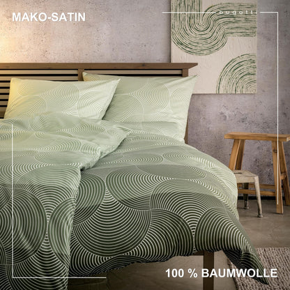 bugatti Kreise Grafisch Mako Satinbettwäsche - Grün 135x200 cm