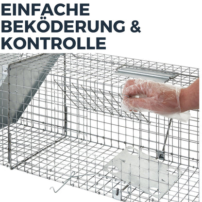 XXL Lebendfalle 150 cm für Fuchs, Waschbär, Marder – 2 Eingänge