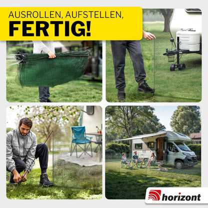 horizont Mobiler Hundezaun 25 m x 90 cm, 15 Pfähle, Garten & Camping