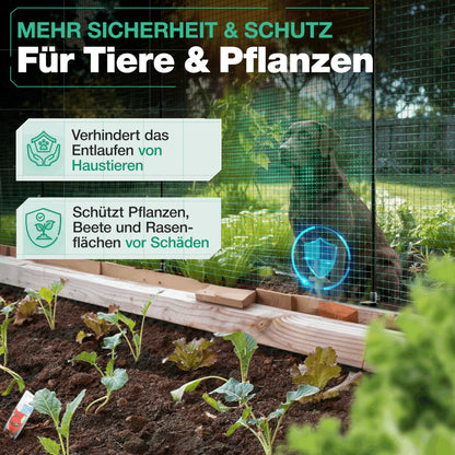 Smabix Mobiler Steckzaun 15 m x 90 cm, Komplett-Set Hundezaun