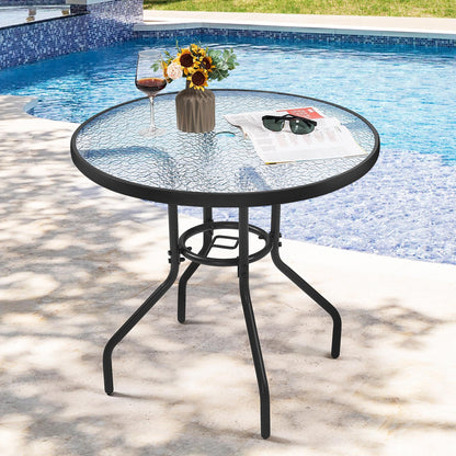 Yaheetech Gartentisch rund Ø 70 cm mit Schirmloch, schwarz