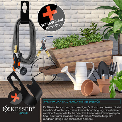 KESSER flexibler Gartenschlauch 45 m mit Sprühpistole, Anthrazit