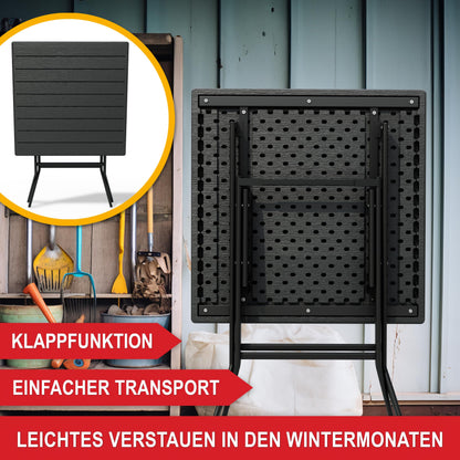 Onbest Balkontisch klappbar – Campingtisch in Holzoptik, eckig
