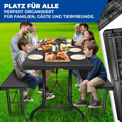 KESSER® Klapp-Bierzeltgarnitur 3-teilig – Rattan-Look 183cm